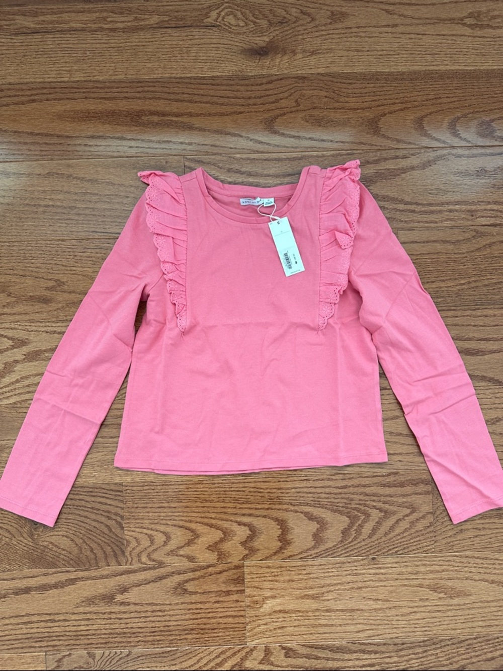 NWT Janie and Jack Coral Pink Ruffle Long-Sleeve Tee - 12